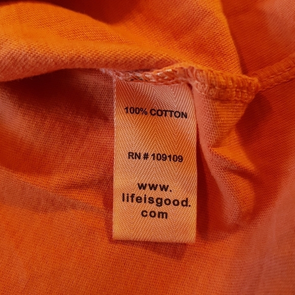Life Is Good boys size 10 Orange soccer short sleeved shirt, New - Picture 3 of 4
